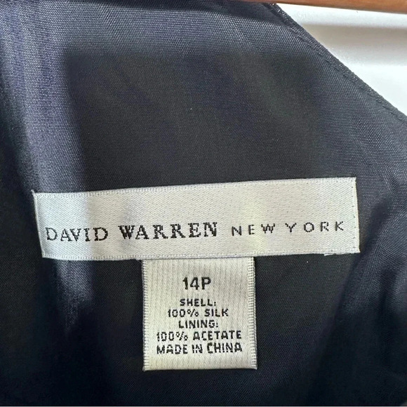 David Warren New York Black 100% Silk Sleeveless Button Down Side Dress Size 14P - Picture 6 of 9